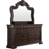 66.5" 8 Drawer Solid Wood Dresser in Dark Cherry