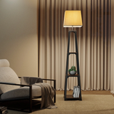 WAMPAT Exclusive Design Floor Lamp with 3-Level Shelves and Lampshade