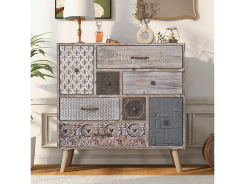 Accent Storage Cabinet with 8 Drawers, Modern Decorative Cabinet with Wood Frame