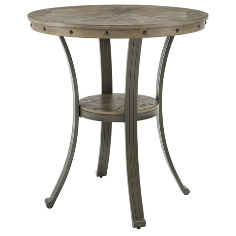 Metal and Wood Pub Table in Pewter