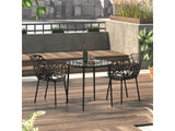 LeisureMod Devon Tree Design Glass Top Aluminum Base Indoor Outdoor Bistro Dining Table