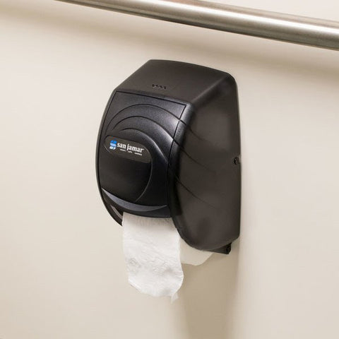 San Jamar R3590TBK Duett Oceans Toilet Tissue Dispenser - Black Pearl