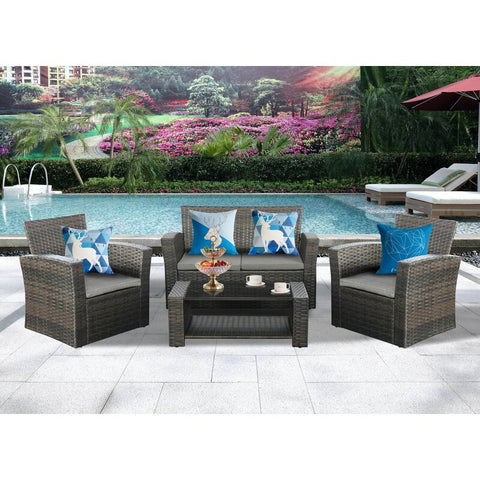 Reordan 4 Piece Sofa Seating Group with Cushions