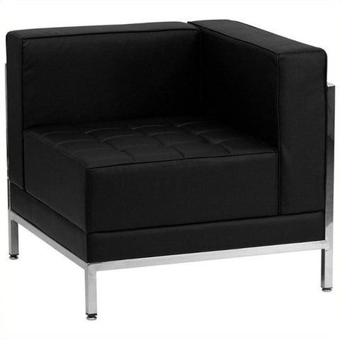 Imagination Leather Tufted Corner Chair in Black