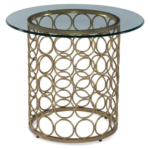 Bassett Mirror Carnaby Metal Round End Table in Lux Gold