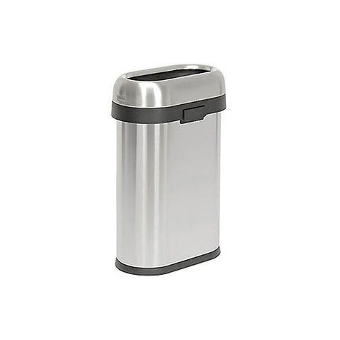 simplehuman® Slim Oval Open Top Can - 13 Gallon Brushed SS