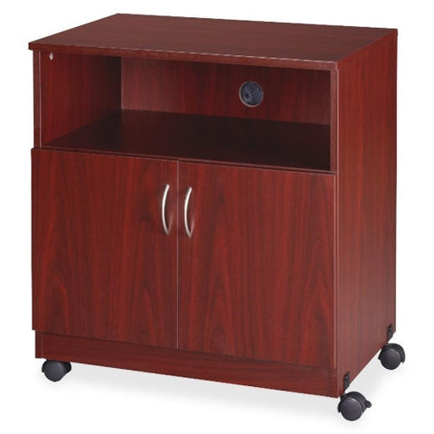 Lorell Mobile Machine Stand with Shelf, Mahogany - Laminated Particleboard