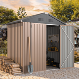Outdoor Metal Storage Shed with Lockable Door for Backyard