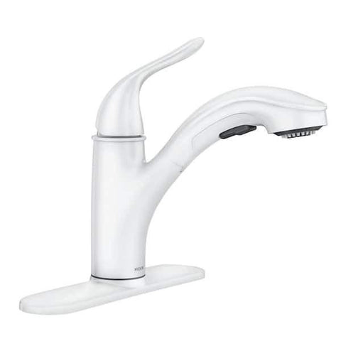 Brecklyn Single-Handle Pull-Out Sprayer Kitchen Faucet with Power Clean in White