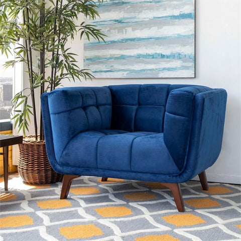 Mid-Century Modern Allen Blue Velvet Accent Chair