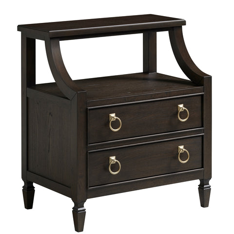 Two Drawer Wood Nightstand in Espresso