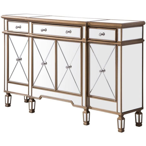 4 Door 60" Mirrored Sideboard in Hand Rubbed Antique Gold