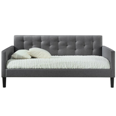 Tustin Twin Size Upholstered Panel Platform Bed in Gray Fabric