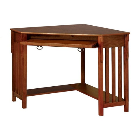 Jeremy Cottage Corner Wood Computer Desk in Medium Oak