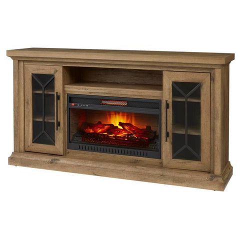 Madison 68 in. Media Console Infrared Electric Fireplace Natural Rustic Oak