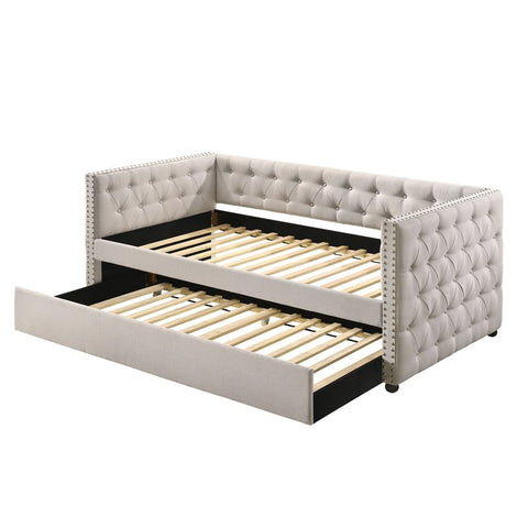 Romona Full Daybed and Twin Trundle in Beige Fabric
