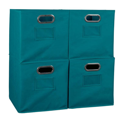 Cubo Storage Set of 4 Collapsible Fabric Storage Bins in Teal