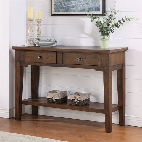 Ora Warm Walnut Brown Wood Serving Table