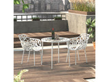 LeisureMod Devon Tree Design Glass Top Aluminum Base Indoor Outdoor Bistro Dining Table