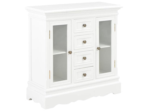 vidaXL Solid Pine Wood Sideboard White 27.6" Sturdy Storage Cabinet Furniture