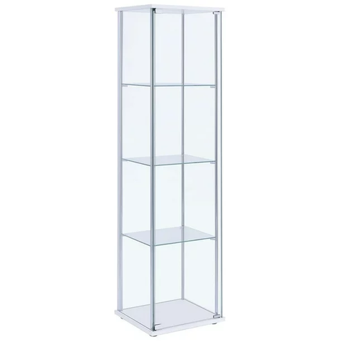 Bowery Hill 4 Shelf Glass Display Case in White