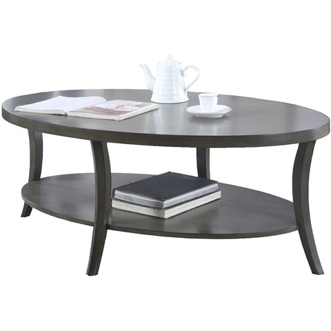 Perth Contemporary Wood Oval Coffee Table in Gray