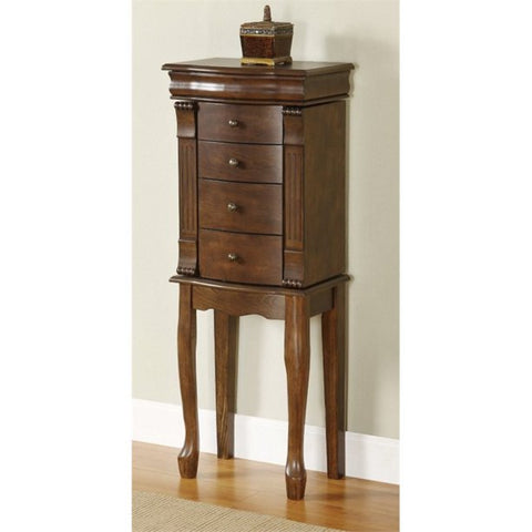 Louis Philippe Jewelry Armoire, Walnut with Black Linin