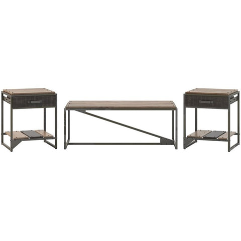 Refinery Coffee Table with Set of 2 End Tables in Rustic Gray - Engineered Wood