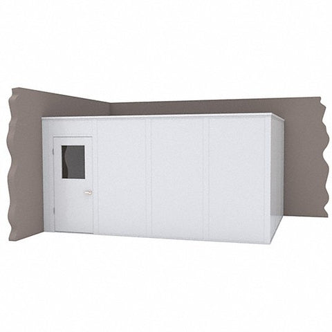 Modular In-Plant Office: 16.4 ft x 12.1 ft x 8 ft, 2 Walls, Vinyl-Covered Drywall, White
