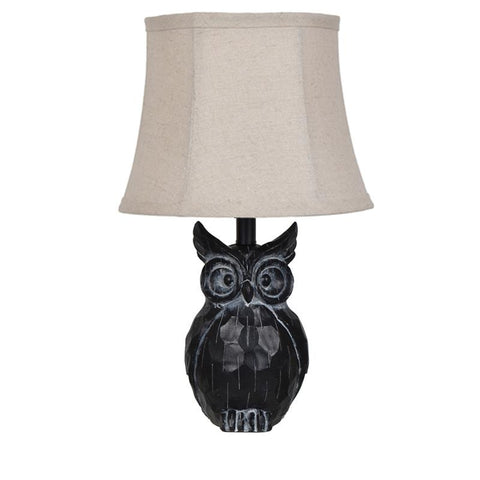Night Owl 16.5" Resin Table Lamp in Black
