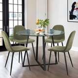 Seibold Luxury 5 Pieces Glass Round Dining Table Set