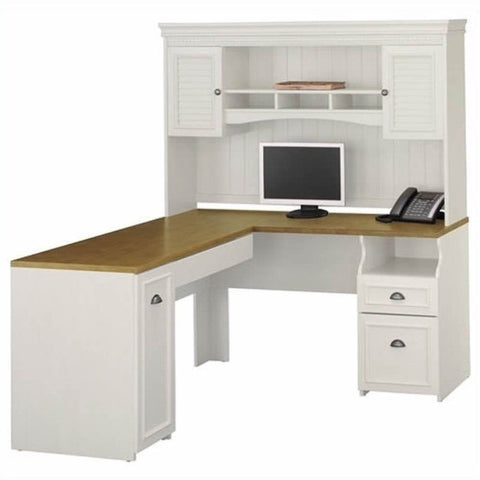 60" L-Shape Computer Desk with Hutch