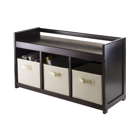 4Pc Storage Bench with 3 Baskets in Espresso