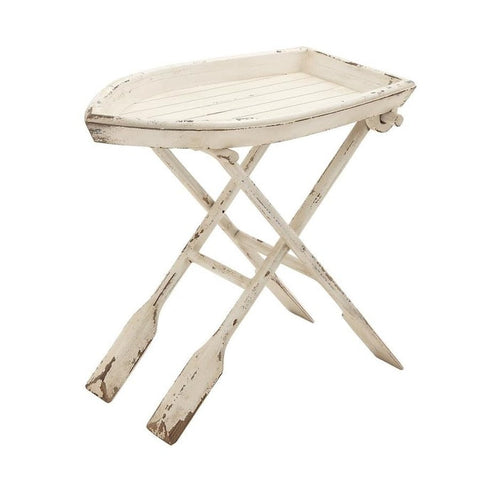 White Wood End Table
