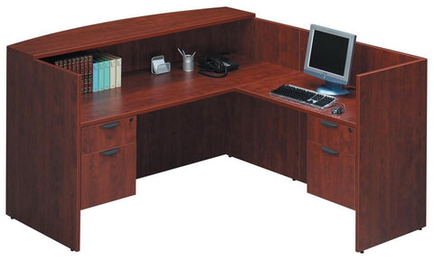 L Shaped Reception Desk with Drawers cherry