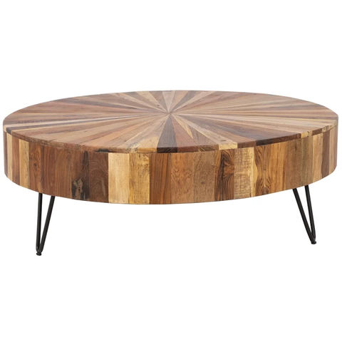 Montrose Solid Mango Wood Starburst Design Coffee Table