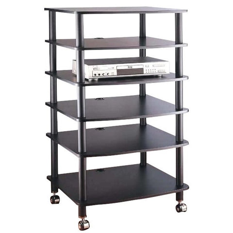 AR406 6 Shelf Black Audio Rack-Black / Black