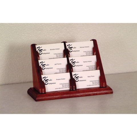 6 Pocket Counter Top Business Card Holder - Mahogany