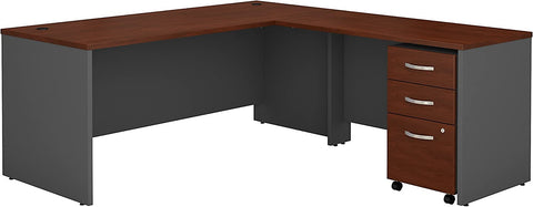 Series C 72W L Shaped Desk with 48W Return and Mobile File Cabinet in Hansen Cherry