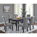 7-pc. Dark-wash Wood Dining Set w/ Turned Legs