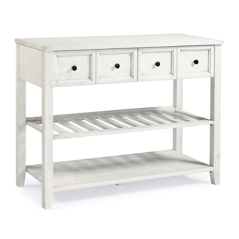 Transitional 48" Solid Wood 2-Drawer Buffet in White