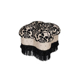 Ellen Hand-Tufted Clover Ottoman Black/Ivory