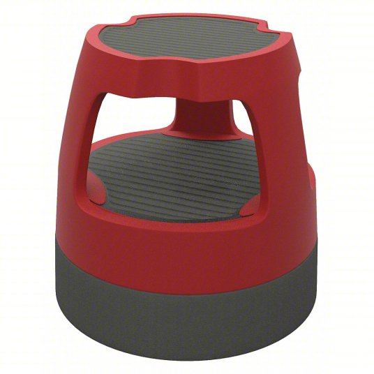 Round Office Stool: 2 Steps, 14 1/4 in Top Step Ht, 15 in Bottom Wd, 3 ...