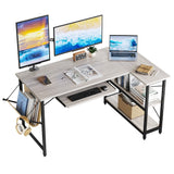Bestier 55 inch Corner L-Shaped Desk with Keyboard Tray Home Office Desk