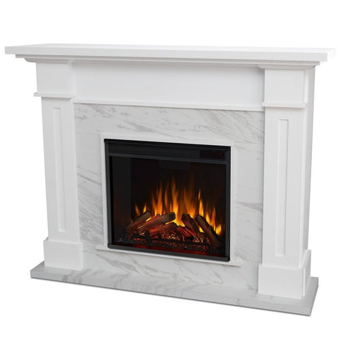Real Flame Kipling Electric Fireplace in White Marble