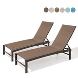 Earth Patio Outdoor Chairs Aluminum Adjustable Lounge Chaise (Set of 2)