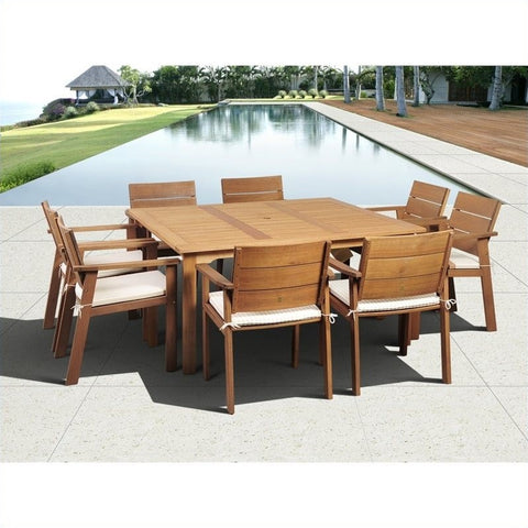 9 Piece Wood Patio Dining Set in Eucalyptus