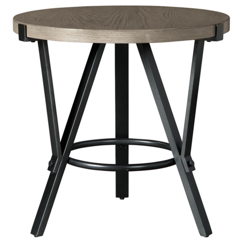 Engineered Wood Round End Table in Light Brown