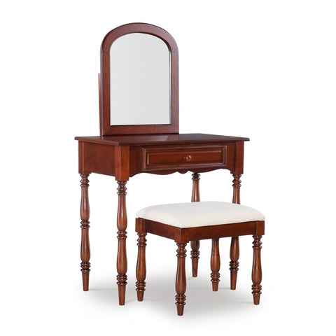 Wood Vanity and Stool Set in Rich Cherry