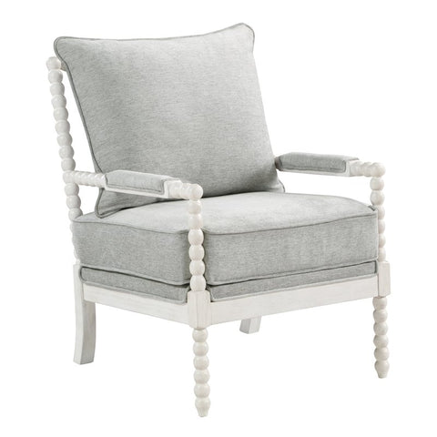 Kaylee Spindle Chair in Smoke Gray Fabric with White Frame